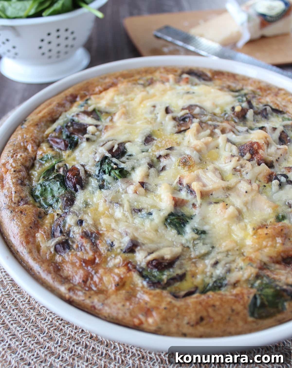 Stuffing-Crust Turkey, Mushroom and Spinach Quiche Recipe 3 Spinach Turkey Quiche with Stuffing Crust