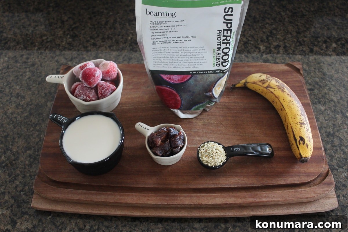 Energy Boosting Berry Banana Smoothie Ingredients
