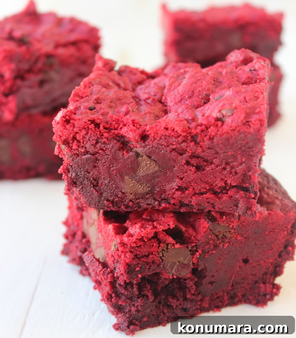 Two Red Velvet Brookies stacked on top of each other