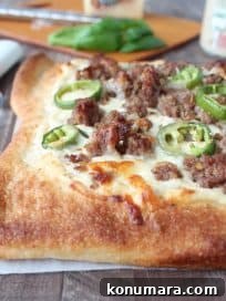Spicy Sausage Pizza with Jalapeno Ranch Sauce