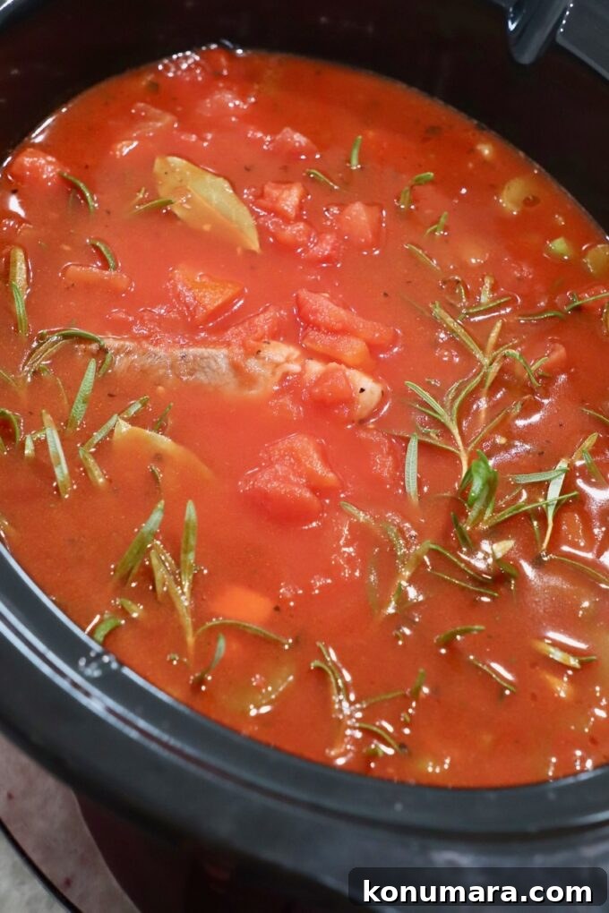 Authentic Slow Simmered Pork Ragu Recipe 8 uncooked pork ragu sauce in crock pot
