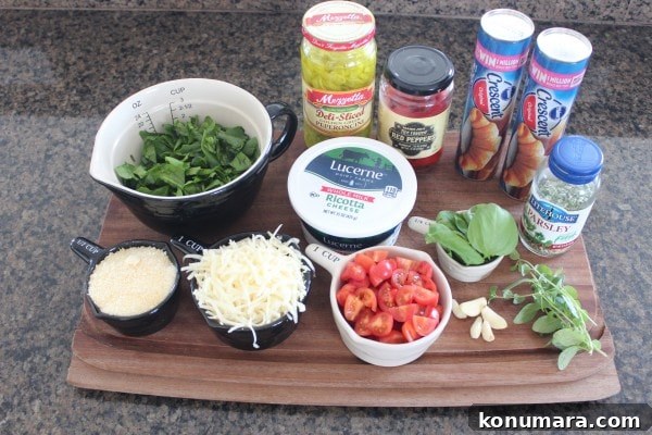 Cheesy Veggie Pizza Rolls Ingredients