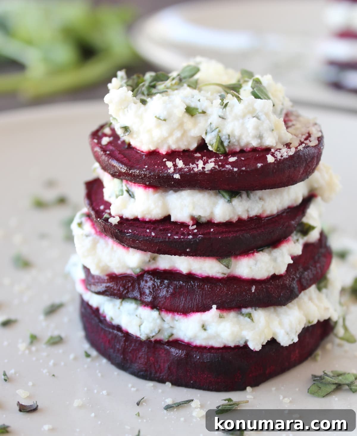 Stacked Beet Salad Recipe: Layered Beets & Greens 2 Stacked Ricotta Beet Salad Recipe