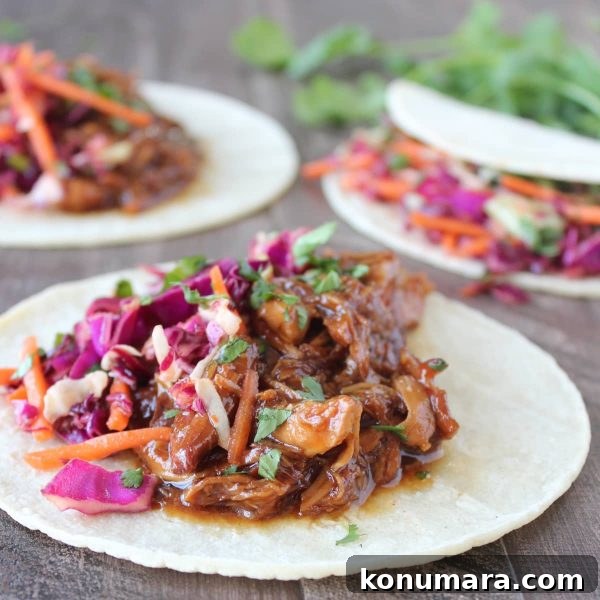 Slow Cooked Korean BBQ Chicken Tacos