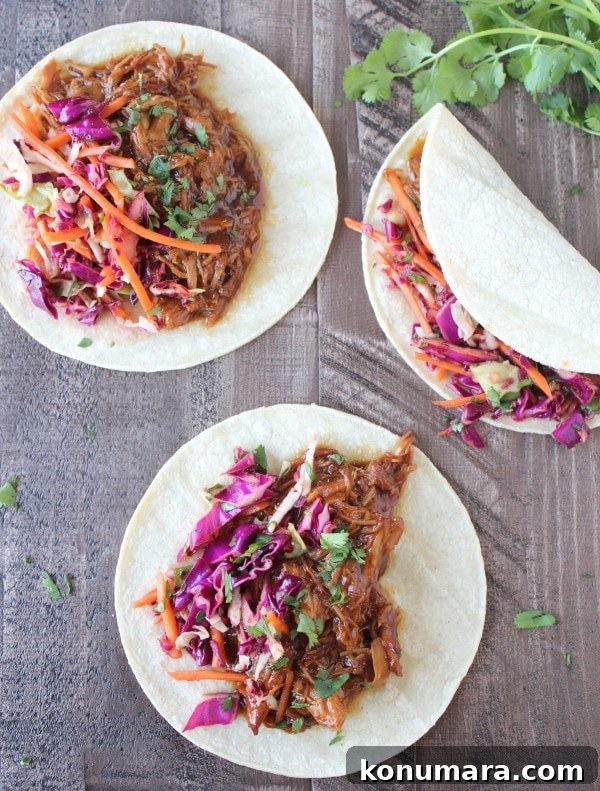 Slow Cooked Korean BBQ Chicken Tacos