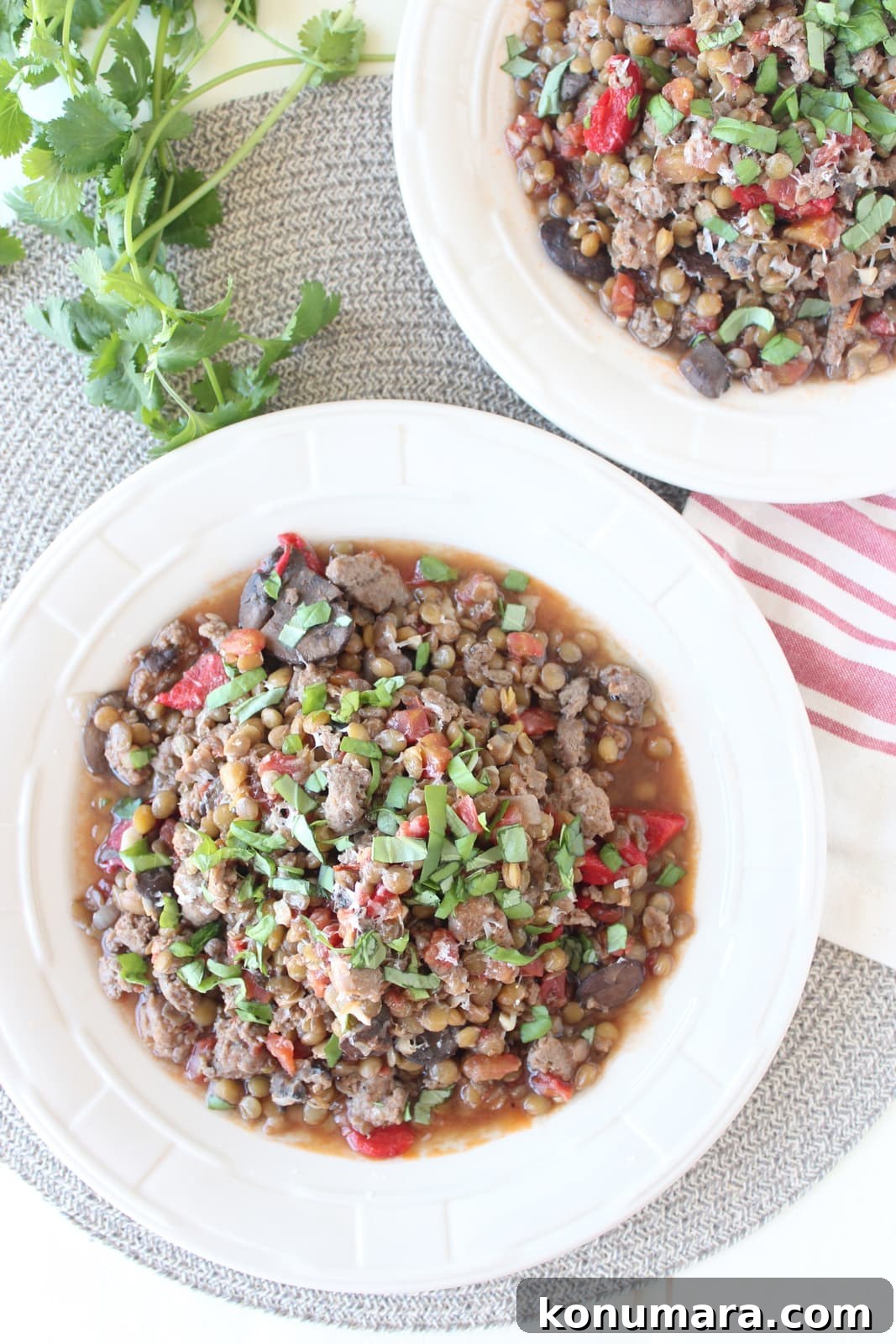 One Pot Mediterranean Sausage & Lentils