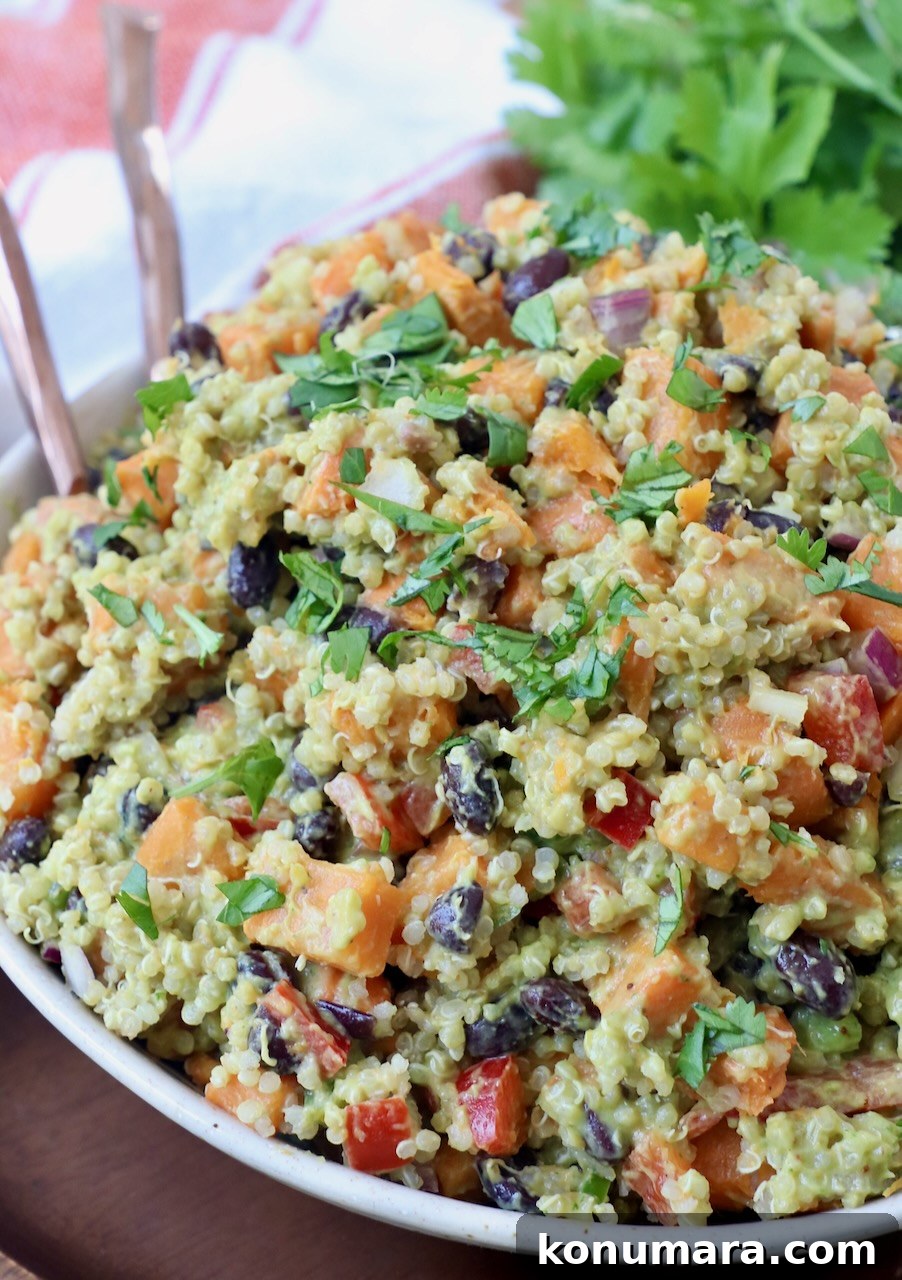 Mexican Sweet Potato Salad with Cilantro Lime Dressing 7 sweet potato salad with quinoa and black beans in bowl with forks