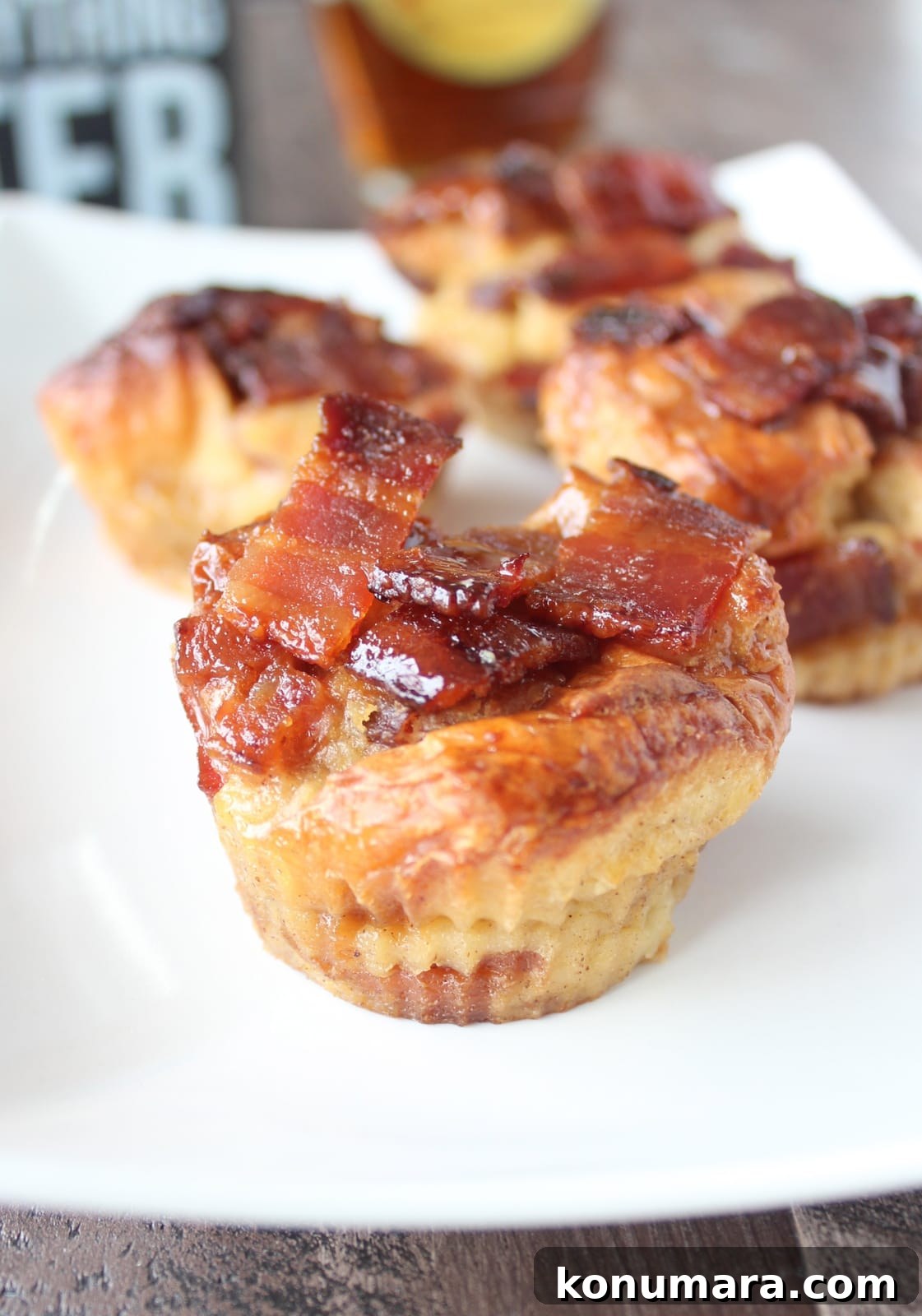 Maple Candied Bacon Bread Pudding Muffins