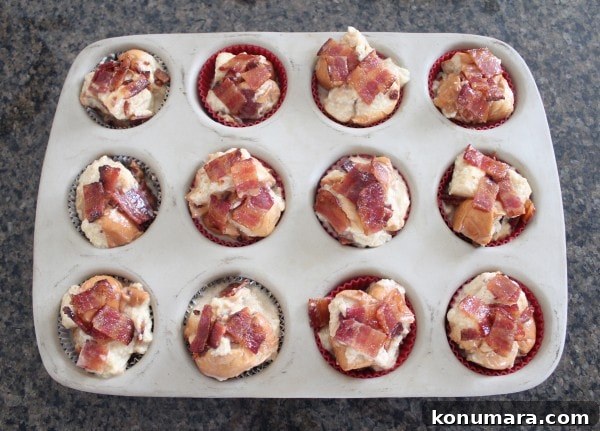 Maple Candied Bacon Bread Pudding Muffins Recipe
