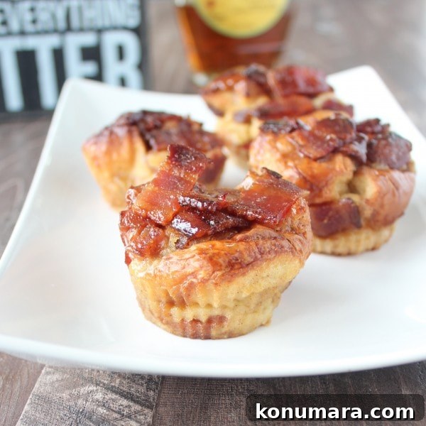 Maple Candied Bacon Bread Pudding Muffins