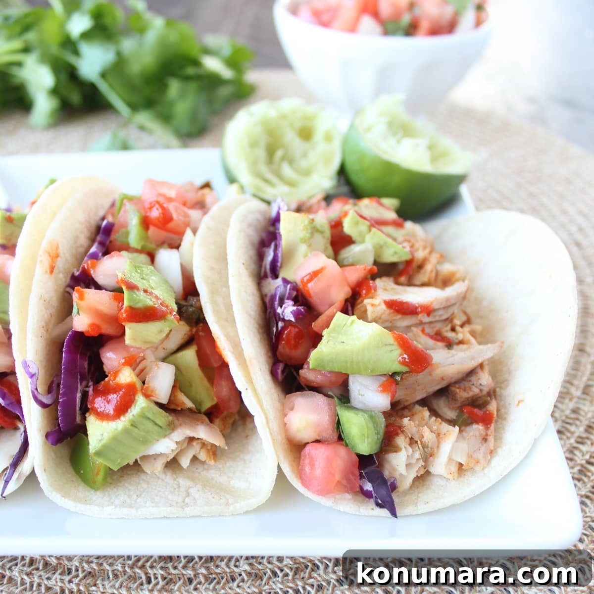Grilled Mahi-Mahi Tacos with Avocado Lime Slaw 7 fish tacos on plate