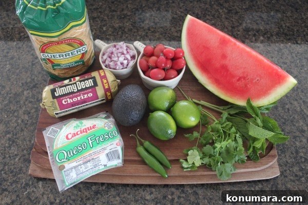 Chorizo Tostadas with Watermelon Serrano Salsa Ingredients