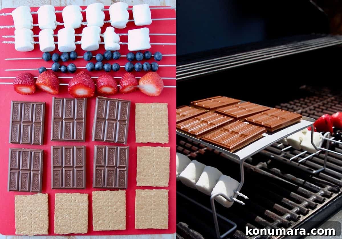 Berry S'mores Recipes: 4 Creative Twists 6 collage of images showing how to make grilled berry smores
