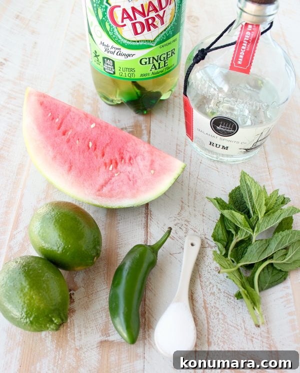 Watermelon Jalapeño Mojito Recipe: Sweet-Spicy Summer Cocktail 4 Watermelon Jalapeno Mojito Recipe Ingredients