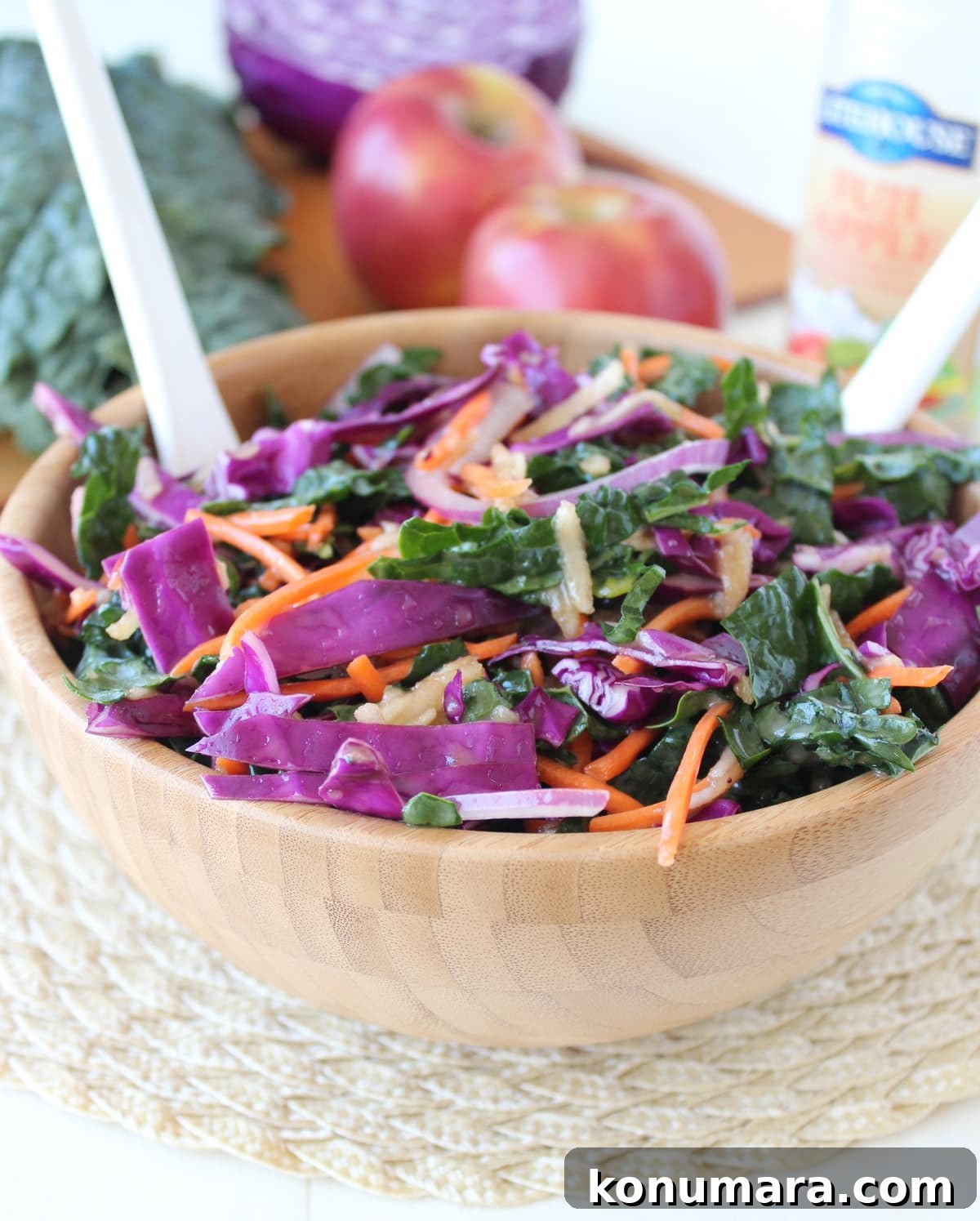 Kale and Apple Slaw Recipe with Lemon Vinaigrette 5 Kale Apple Slaw in a bowl
