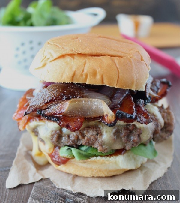 Sriracha Candied Bacon Cheeseburger with Melted Brie 2 Sriracha Candied Bacon Brie Cheeseburger Recipe