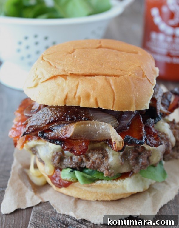 Sriracha Candied Bacon Cheeseburger with Melted Brie 4 Bacon Brie Caramelized Onion Cheeseburger Recipe