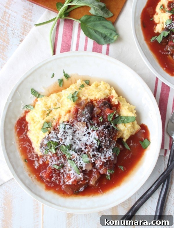 Slow Cooker Mushroom Ragu with Garlic and Herbs 10 Slow Cooked Mushroom Ragu over Polenta