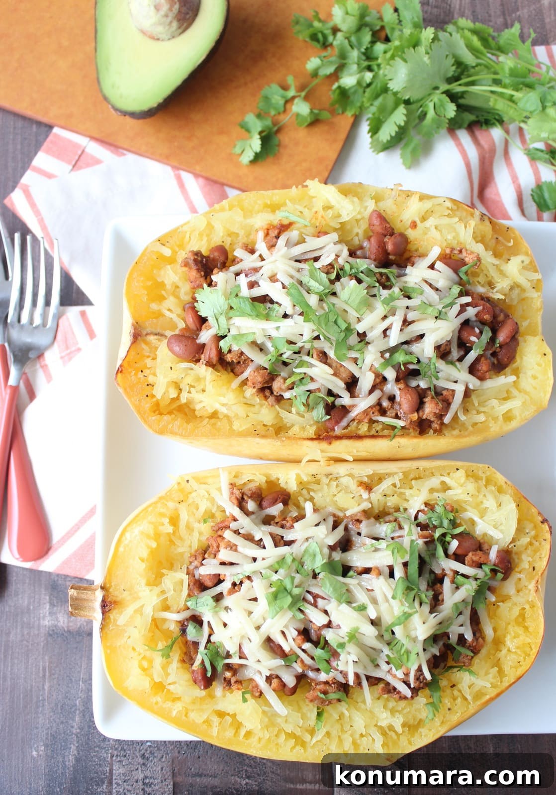 Turkey Chili Stuffed Spaghetti Squash Recipe