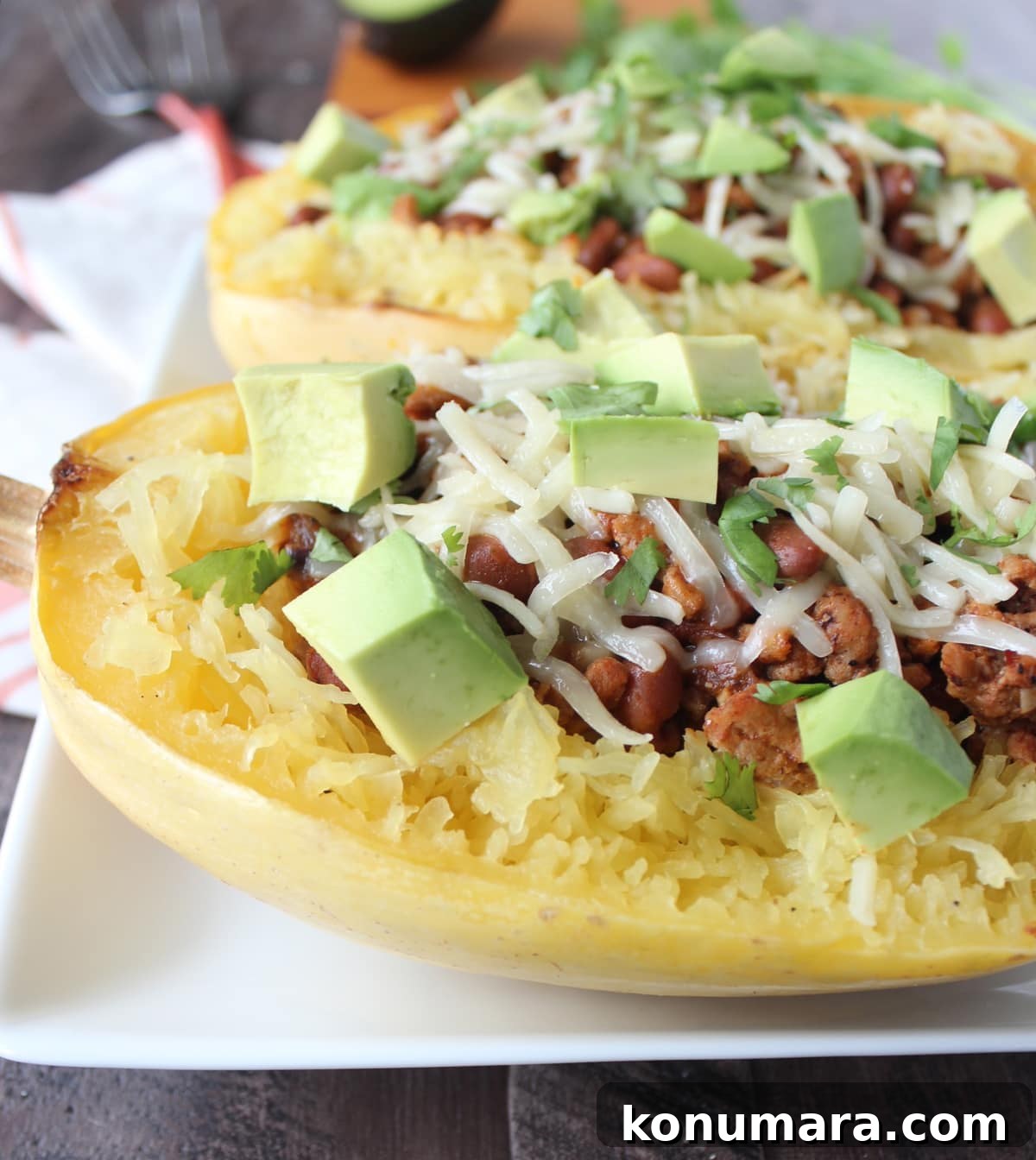 Turkey Chili Stuffed Spaghetti Squash Recipe