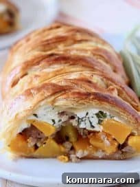 Butternut Squash Sausage Strudel