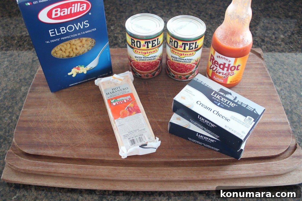 ingredients for buffalo macaroni and cheese