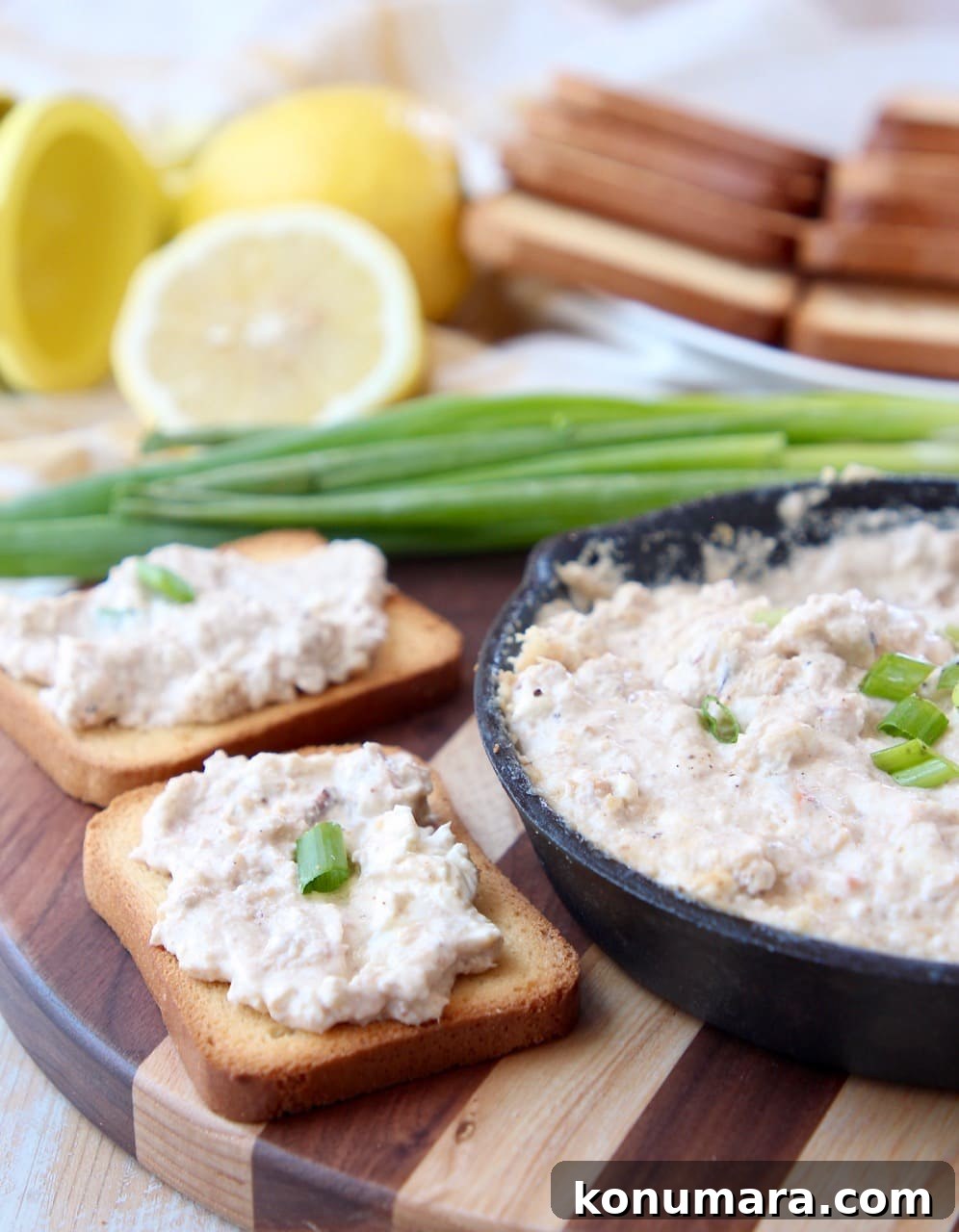 Crab dip spread on brioche toasts