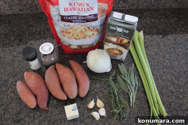 Slow Cooker Sweet Potato Stuffing Ingredients