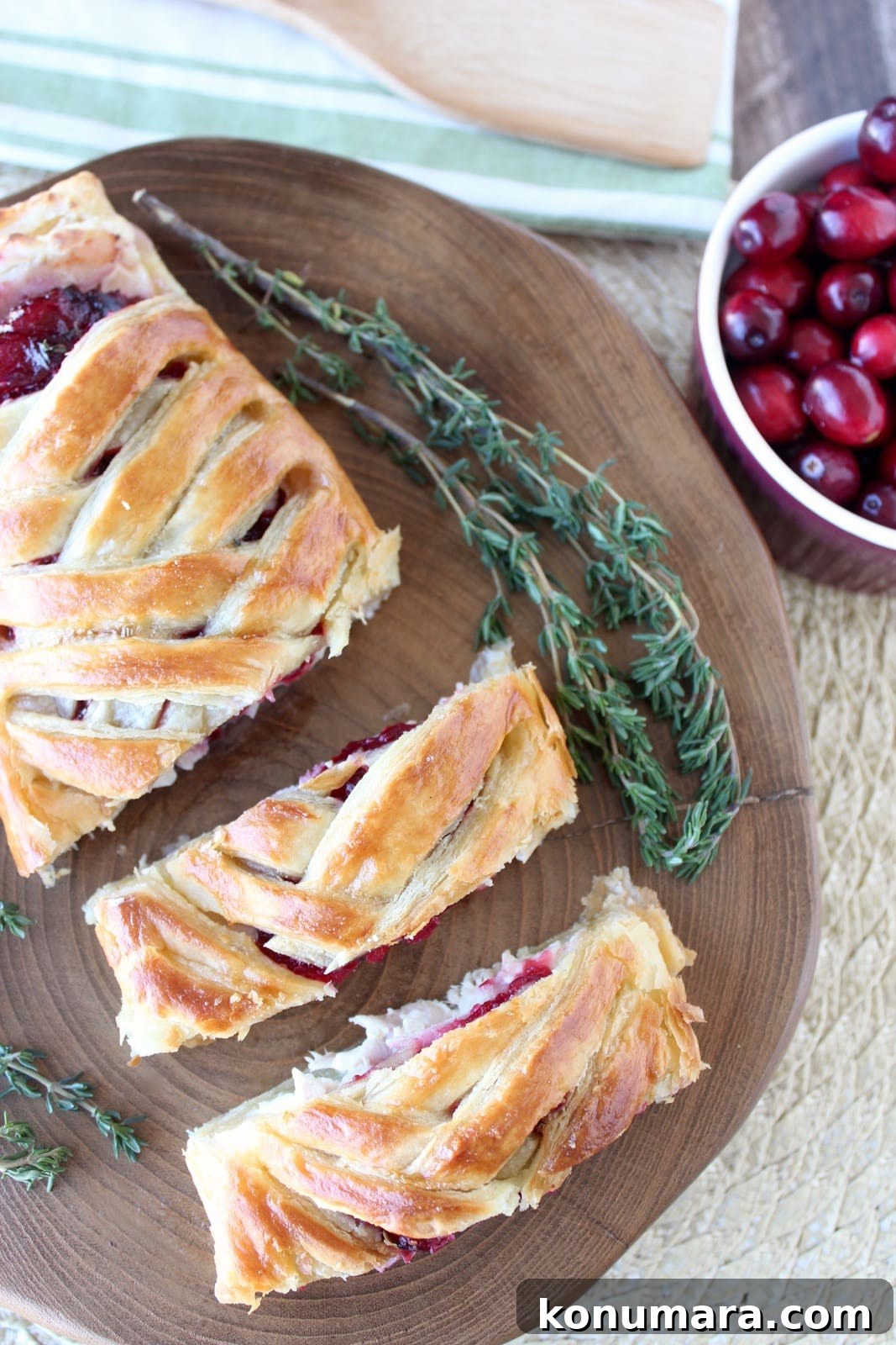 Sliced cranberry turkey puff pastry