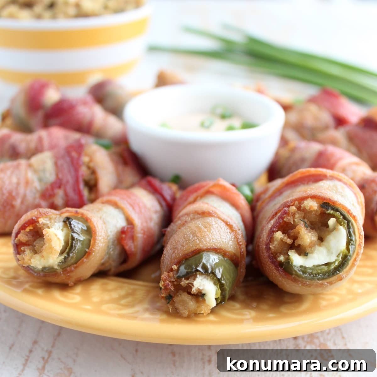 Finished Bacon Wrapped Cream Cheese Stuffing Jalapeno Poppers