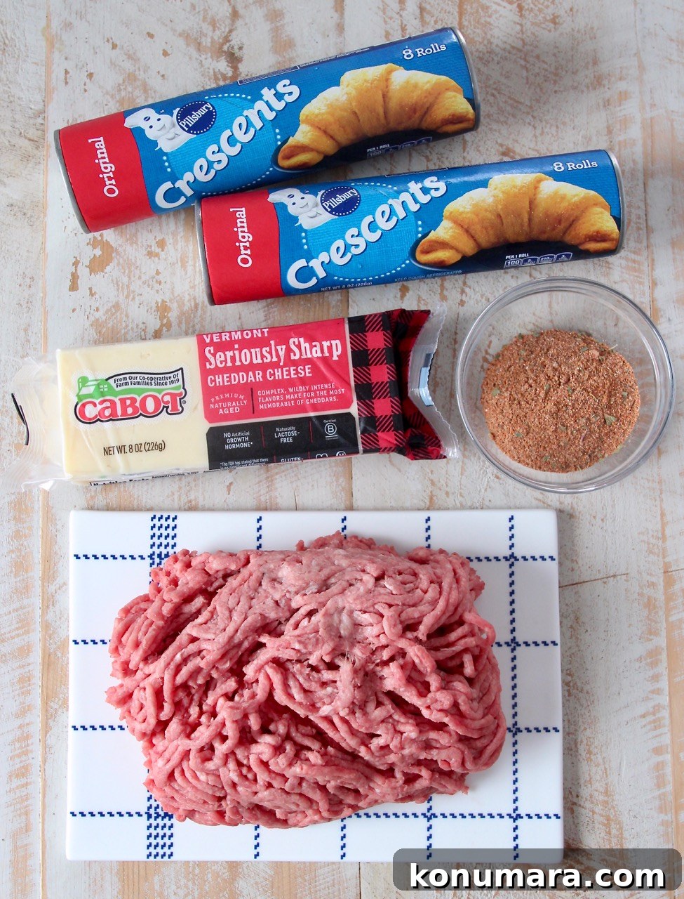 ingredients for taco crescent rolls