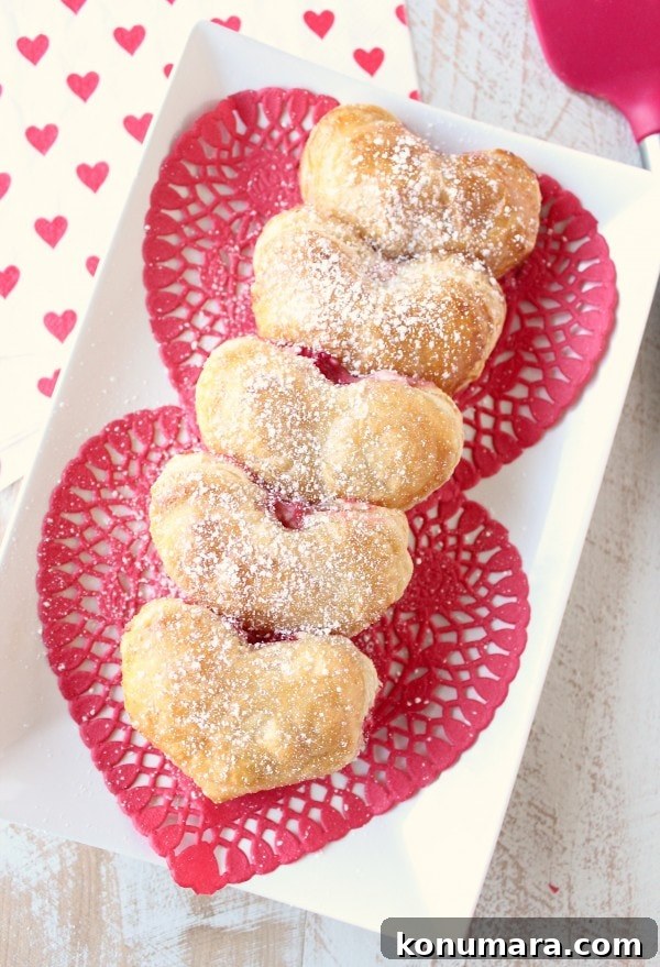 Heart Shaped Strawberry Cheesecake Puff Pastry Pies