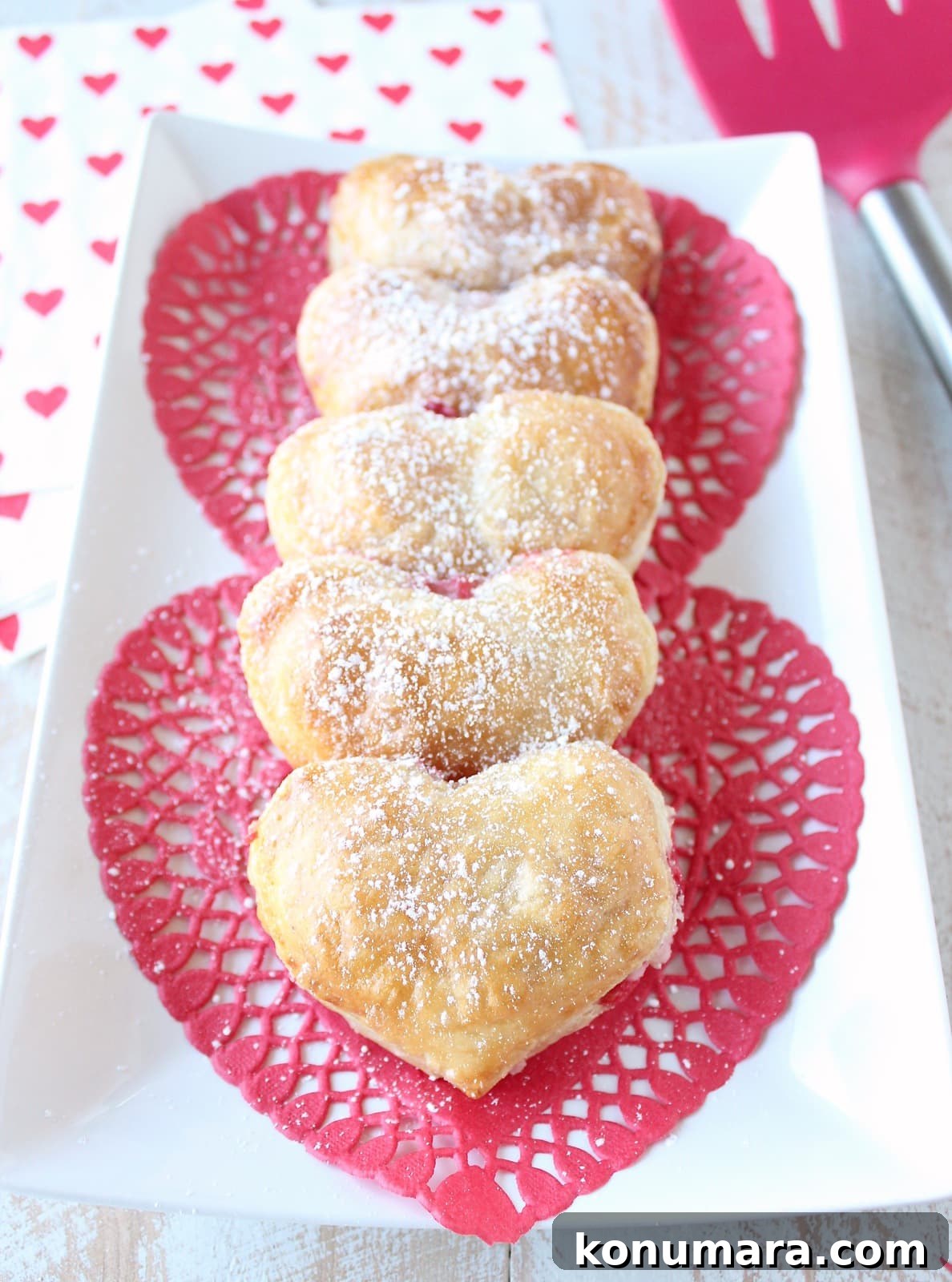 Heart Shaped Strawberry Cheesecake Puff Pastry Pies