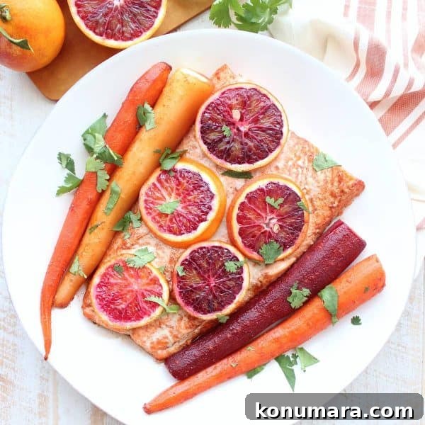 Blood Orange Glazed Baked Salmon with Roasted Carrots 2 Blood Orange Baked Salmon Recipe