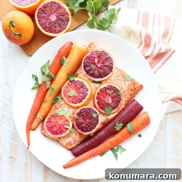 Blood Orange Glazed Baked Salmon with Roasted Carrots 7 Blood Orange Baked Salmon Recipe