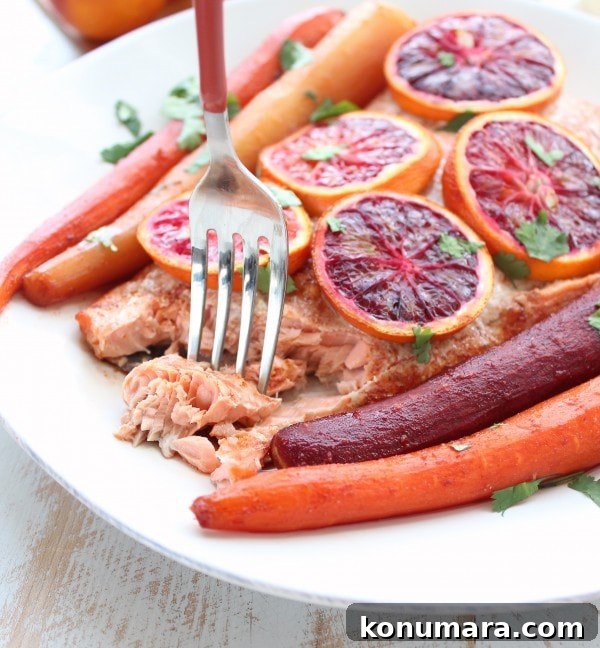 Blood Orange Glazed Baked Salmon with Roasted Carrots 5 Blood Orange Baked Salmon Recipe