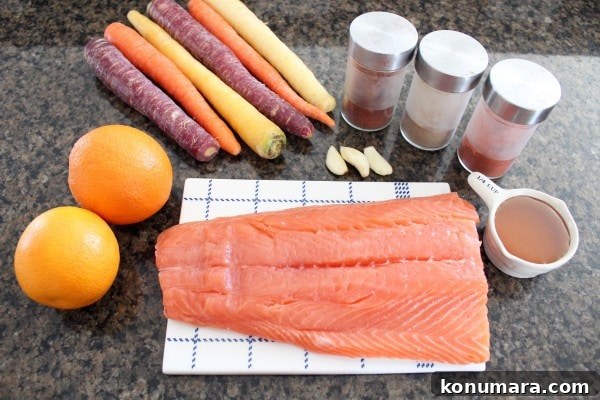 Blood Orange Glazed Baked Salmon with Roasted Carrots 6 Blood Orange Baked Salmon Ingredients