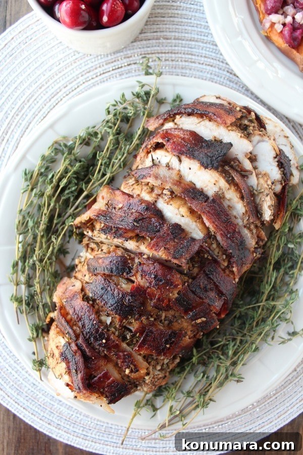 Garlic Herb Bacon Wrapped Turkey Breast