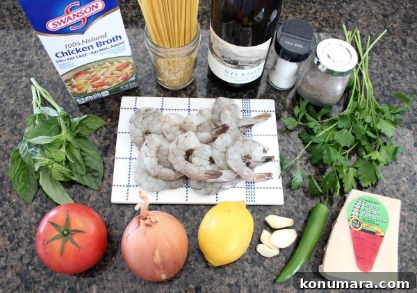 One-Pot Creamy Tuscan Shrimp Scampi Pasta Recipe 5 One Pot Tuscan Shrimp Scampi Pasta Ingredients