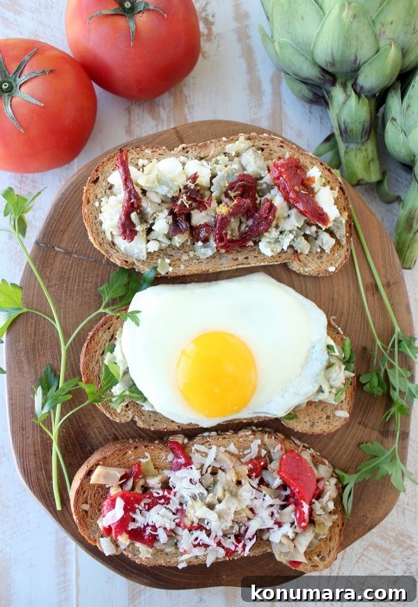 Artichoke Toast 3 Ways