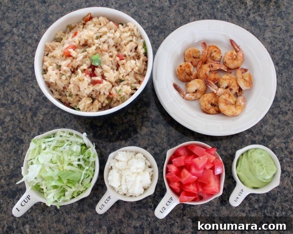 Shrimp & Rice Taco Salad Ingredients