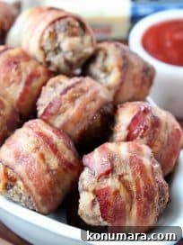 Cheesy Bacon Wrapped Meatballs