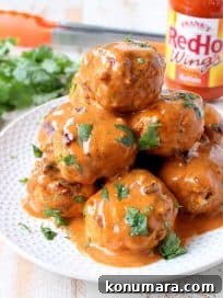 Sweet and Spicy Meatballs with Honey Mustard Buffalo Sauce