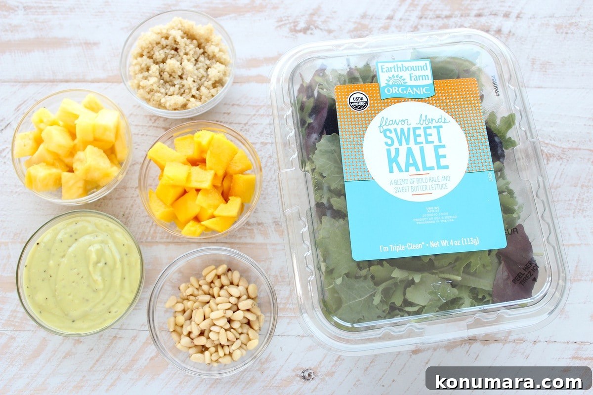 Pineapple Mango Kale Salad Ingredients