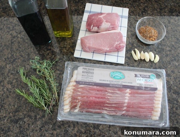 Crispy Bacon-Wrapped Pork Chops with Maple Glaze 5 Bacon Wrapped Pork Chops Ingredients