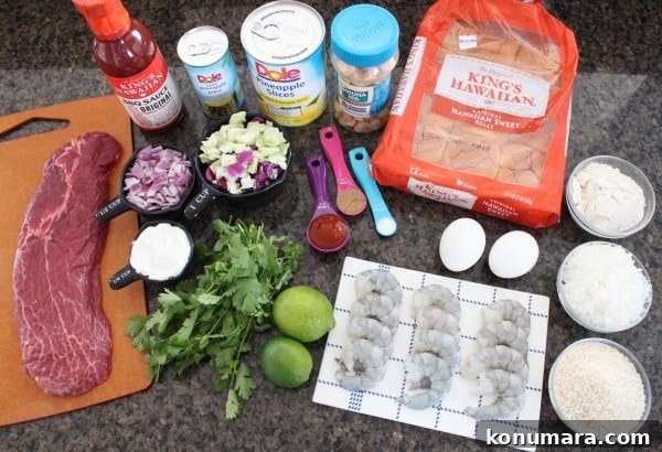 Hawaiian Surf and Turf Slider Ingredients