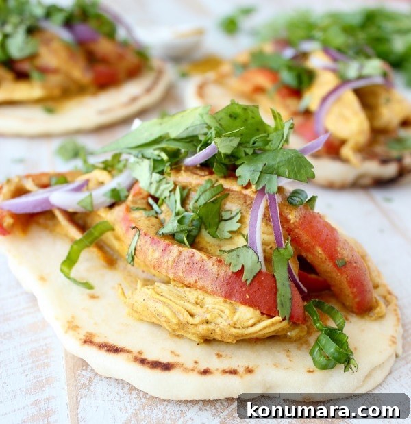 Indian Tacos with Curry Chicken and Red Onion