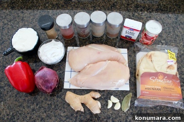 Indian Curry Chicken Taco Ingredients