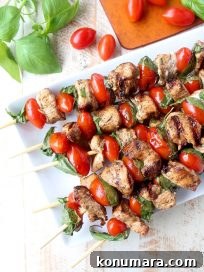 Tomato Basil Chicken Skewers