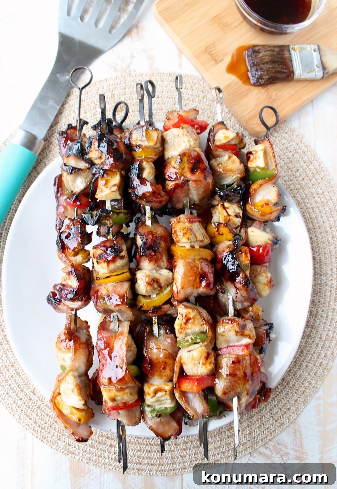 Grilled Bacon Wrapped Teriyaki Chicken Skewer Recipe